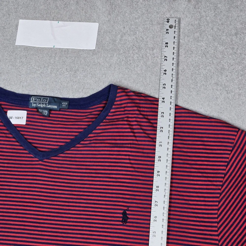 Polo By Ralph Lauren Men Shirt 4XB BIG Red Embroidered Striped Pony READ